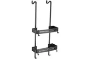 2 Tier Bathroom Shower Caddy Aluminium Alloy Rust Free Waterproof Bath Storage Rack Organizer - Carbon Grey