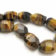 Tiger's Eye Natural Gemstone Beads - Faceted Nugget Beads 25X18mm (per strand)