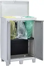 Garden Dustbin with 3 Bags Light Grey 65x38x102 cm,Rubbish Bins & Waste Paper Baskets 9.22KG-45671