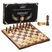 Wooden Chess Set for Adults, 15" Folding Portable Travel Chess Board Game Set