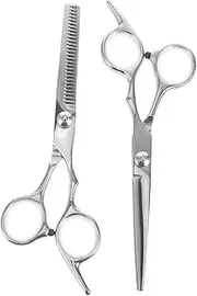minkissy 2pcs Hair Thinning Shears Hair Cutting Shears Razor Groin Grooming Mustache Comb Plus Hair Scissors Bristle Nail Dust Brush Barber Trimmer Products Chrome Vanadium Stainless Steel