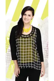 Check Mate Top W Lace Cami--THR-11126-11026