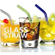 4pcs Kitchen Pipette Bar Pyrex Glass Straight Bend Drinking Straw Reusable