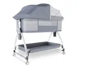 Earth&ME Baby Bassinet Bedside Sleeper w/Rocking - All Mesh Portable Bedside G1