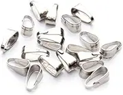 Linsoir Beads Pinch Clip Clasp Bail Metal Finish Necklace Clasps Pendant Clasps 200pcs/lot 4mmX8.5mm Silver Plated