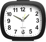 OQIMAX Silent Alarm Clocks, Analog Alarm Clock Bedside Non Ticking Battery Powered with Night Light Large Display Snooze Function Basic Clock for Kids Heavy Sleeper Travel Bedroom Desk Easy to Read