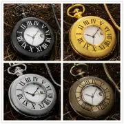 Multicolor Vintage Pocket Watch Quartz Movement Date Display Pendant Chain Gift