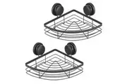 CARLA HOME 2 Pack Corner Shower Caddy Shelf Basket Rack with Premium Vacuum Suction Cup No-Drilling for Bathroom and Kitchen