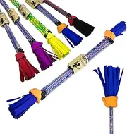 Juggle Dream Picasso Flower Stick Set Including Handsticks Fibreglass Stick Silicone Grip Suede Fringe Juggling Flower Stick (Blue/Orange/Blue Tassels)