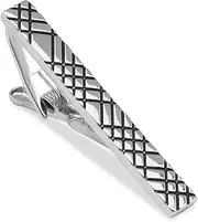 [OTAA] Crosshatch Silver Tie Bar Silver Rhodium Plating Crosshatch Silver Tie Bar