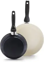 GreenPan Rio Healthy Ceramic Nonstick 20cm and 26cm Frying Pan Skillet Set, PFAS-Free, Dishwasher Safe, Black