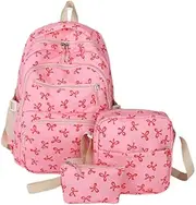 [Generic] 3Pcs/Set Kawaii Backpack with Crossbody Bag and Small Purse Bow Student Bookbag Cute Laptop Backpack for Elementary Middle Kids