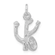 Sterling Silver 3-D Polished Cactus W/ Wheel Pendant