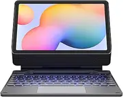 [Dexnor] for Samsung Galaxy Tab S6 Lite 10.4 Inch 2024/2022/2020 Case with Keyboard Floating Cantilever Magnetic Stand Multi-Touch Trackpad Backlit Bluetooth Keyboard Case with S Pen Holder - Black