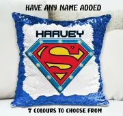 Superhero Cushion Cover Sequin Throw Pillow - Personalised