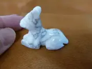 Y-DOG-LD-570) WHITE howlite Egyptian GOD ANUBIS gemstone carving figurine statue