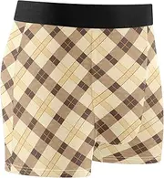 [FRODOTGV] Brown Camel Checked Men's Boxer Briefs Shorts Running Underwear for Men Compression Boxer Para Hombre