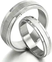 [Gemini] Groom & Bride Matching Couple Titanium Wedding Engagement Bands Rings Set 6mm & 4mm Width Men Size : 8