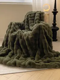 在飛比找松果購物優惠-輕奢托斯卡納兔毛絨加厚雙層毯 保暖發熱 柔軟絨毯通用 (8.