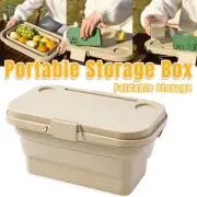 Outdoor Picnic Basket Camping Portable Handheld Storage Basket with Lid Foldable