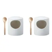 2x Maxwell & Williams Epicurious 12cm Porcelain Salt Pig Tableware w/Spoon White