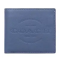 在飛比找博客來優惠-COACH 皮革壓印LOGO短夾淺藍