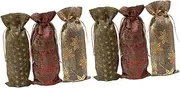 Minkissy 6pcs Christmas Wine Bottle Covers Festive Red White Wine Bottle Sleeves Decorative Bags for Holiday