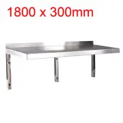 BRAND NEW 1800mm x 300mm STAINLESS STEEL WALL SHELF, shelving, display unit