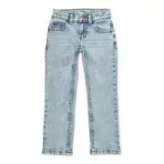 Wonder Nation Boys Distressed Straight Leg Denim Jeans Husky 12 - Adj Waist