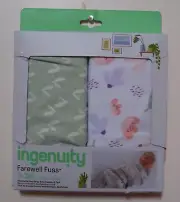 Ingenuity Farewell Fuss 2 Pk Adjustable Easy-Wrap Baby Swaddle Sack Bag 0-3M