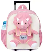 Kids Trolley Bag Backpack Plush Pink Stuffed Animal Triceratops Naturally KIDS