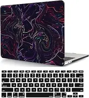 Laptop Hard Shell Case Compatible with New MacBook Pro 16 inch with Liquid Retina XDR Display & Touch ID 2021 Release Model A2485 M1, Hard Shell Case Cover & Keyboard Cover, Colored Lines