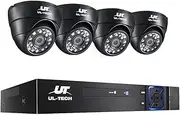 [UL-TECH] Security Camera, Set of 4 1080P HD 8 Channel Surveillance Pet Cameras Hidden CCTV Monitor Home Safe Outdoor Indoor System, 5 in 1 DVR Remote with USB Mouse Support Capture Record Black