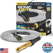 Bionic Steel PRO 100 Ft Garden Hose with Nozzle, Premium 304 Stainless Steel