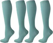 QiFon Compression Socks for Men and Women, 2/4/6 Pairs 20-25mmHg Knee Socks for Sports, Athletics, Edema, Diabetics, Varicose Veins, Travel, Pregnancy, Breastfeeding, 2 Pairs Dark Green, Small