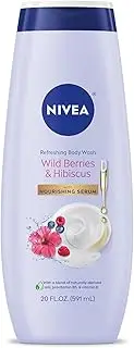 [NIVEA] Refreshing Wild Berries and Hibiscus Body Wash, Scented Body Wash with Nourishing Serum, Plant-Derived Oils, Essential Skin Lipids and Vitamins, 20 Fl Oz Bottle