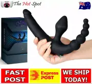 Kvitta Vibrating Strapless Strap On Double Penetration Anal Beads Vibrator Dildo