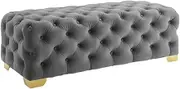 Bed End Bench Entryway Bench Rustic Fabric Upholstered Bedroom Bench Seat Button Tufted Ottoman Footrest Stool Bedroom Bench(Gray,110 * 45 * 40cm)