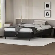ALFORDSON Bed Frame Single Size Mattress Base Foundation Black Leather BASEL