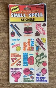 Vintage 80s Mello Smello Scratch N Sniff Stickers Smell & Spell - NEW