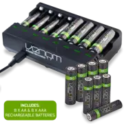 Rechargeable Battery Charging Dock plus 8 x AA & 8 x AAA High Capacity Batteries