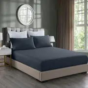 3pc Royal Comfort Combo Fitted Sheet Set Bamboo Cooling 2000TC Charcoal