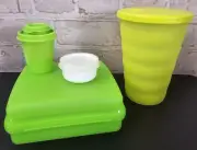 Tupperware 4 Pc Mixed Lunch Set Cup Lid Smidget Sandwich Keeper 2 oz Container