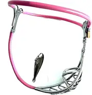 HCUDFN SM Stainless Steel Chastity Belt With Anal Plug Cock Cage Penis Ring BDSM Bondage Lockable Sex Toy for Men Couples(Pink Rosa,Waist 102~108cm)