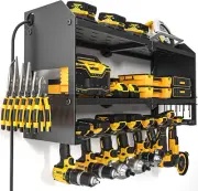 Power Tool Organizer with Charging Station Wall Mount, Cordless Drill and Batter