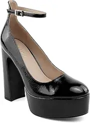 [JENN ARDOR] Women's Chunky Platform High Heels Closed Toe Block Pumps Ankle Strap Dress Wedding Party Pumps