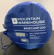 Mountain Warehouse BASECAMP 200 Sleeping Bag, Blue, 185cm x 75cm - NEW! FAST!