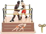 Vintage Clockwork Boxing Toy, Collectible Iron Decor Display, Decorative Vintage Collection, Interactive Fun for Home Decor
