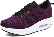 [Yavero] Womens Mesh Platform Walking Sneakers Lace-up Ladies Air Cushion Fitness Tennis Casual Wedges Rock Shoes