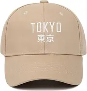 [Kelukes] Unisex Anime Hat Tokyo Embroidered Washed Cotton Cap Japanese Dad Hat Adjustable Cosplay Snapback Outdoor Sun Cap, Apricot, One Size